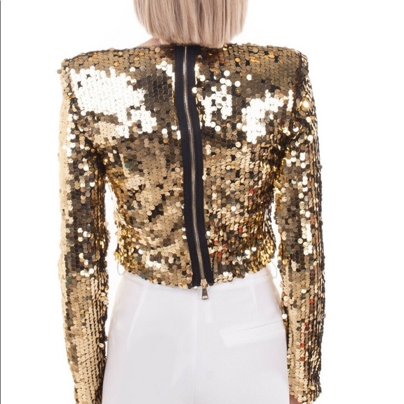 NWT Vicolo gold sequin zip up blouse - Picture 2 of 5